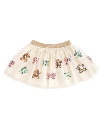 Sweet Wink Girls' Gingerbread Sequin Christmas Tutu Skirt - Baby, Little Kid, Big Kid In White