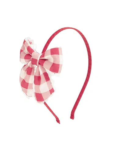 Sweet Wink Girls' Gingham Bow Headband - Little Kid, Big Kid In Red