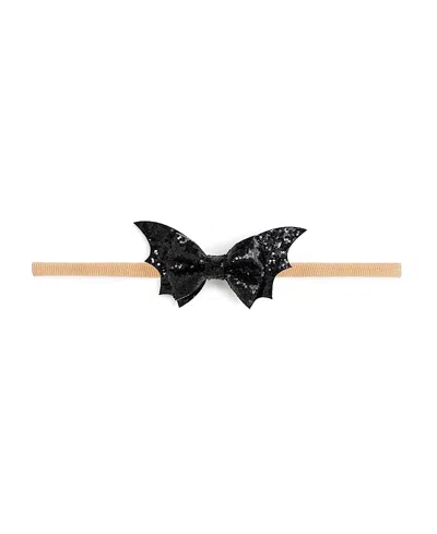 Sweet Wink Girls' Glitter Bat Halloween Bow Baby Headband - Baby In White