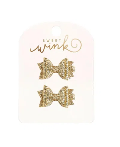 Sweet Wink Girls' Glitter Bow Clip Set - Little Kid, Big Kid In Gold