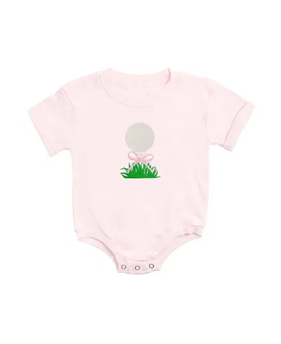 Sweet Wink Girls' Golf Tee Bow Patch Short Sleeve Romper - Baby In Burgundy