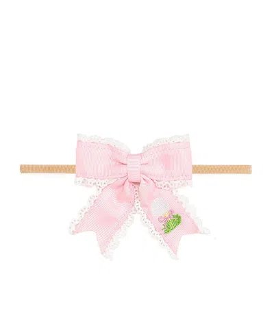 Sweet Wink Girls' Golf Tee Embroidered Lace Bow Baby Headband - Baby In Pink