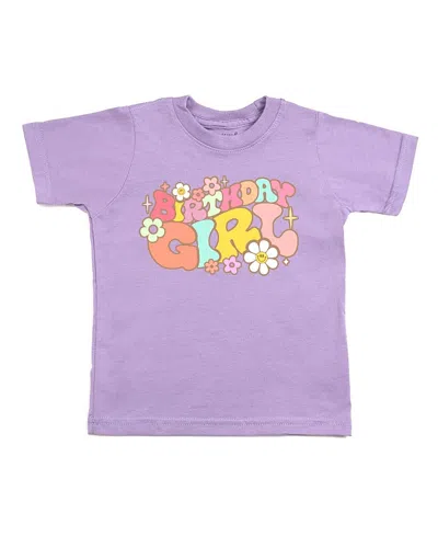 Sweet Wink Girls' Groovy Birthday Girl Short Sleeve T-shirt - Baby In Lavender