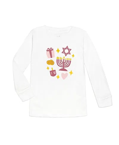 Sweet Wink Girls' Hanukkah Doodle Long Sleeve Shirt - Baby In White