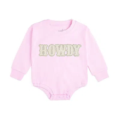 Sweet Wink Girls' Howdy Patch Western Long Sleeve Romper - Baby In Pink