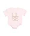 Sweet Wink Girls' Lil Sis Faux Pearl Patch Short Sleeve Romper - Baby In Pink
