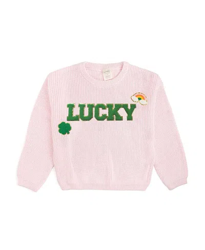 Sweet Wink Girls' Lucky Patch St. Patrick's Day Knit Sweater - Baby, Little Kid In Pink