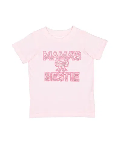 Sweet Wink Girls' Mama's Bestie Pearl Patch Short Sleeve T-shirt - Baby, Little Kid In Pink