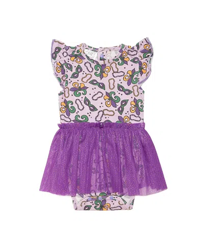 Sweet Wink Girls' Mardi Gras Short Sleeve Tutu Bodysuit - Baby In Multicolor