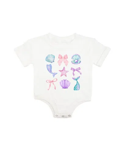 Sweet Wink Girls' Mermaid Cutie Short Sleeve Romper - Baby In White