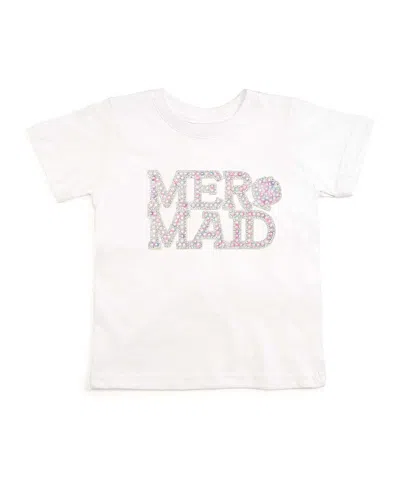 Sweet Wink Girls' Mermaid Pearl Patch Short Sleeve T-shirt - Baby, Little Kid In White