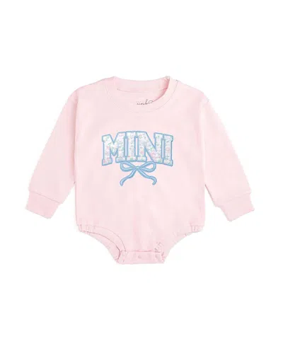 Sweet Wink Girls' Mini Bow Patch Long Sleeve Romper - Baby In Ballet Pink