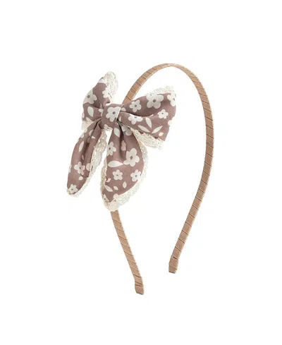 Sweet Wink Girls' Mocha Floral Lace Bow Headband - Little Kid, Big Kid In Gold