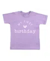Sweet Wink Girls' My First Birthday Short Sleeve T-shirt - Little Kid In Lavender