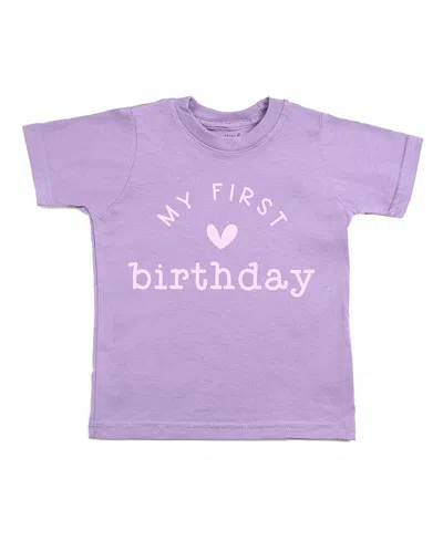 Sweet Wink Girls' My First Birthday Short Sleeve T-shirt - Little Kid In Lavender