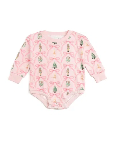 Sweet Wink Girls' Nutcracker Trellis Christmas Long Sleeve Romper - Baby In Pink