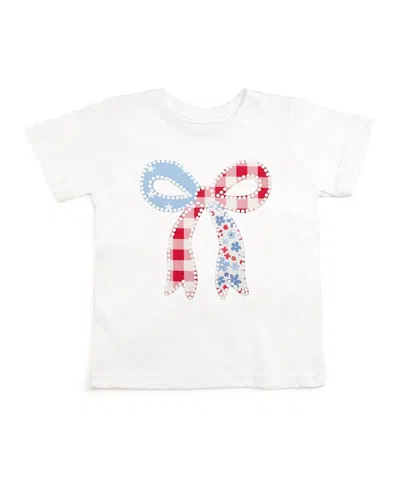 Sweet Wink Girls' Patchwork Bow Patch Short Sleeve T-shirt - Baby, Little Kid In White