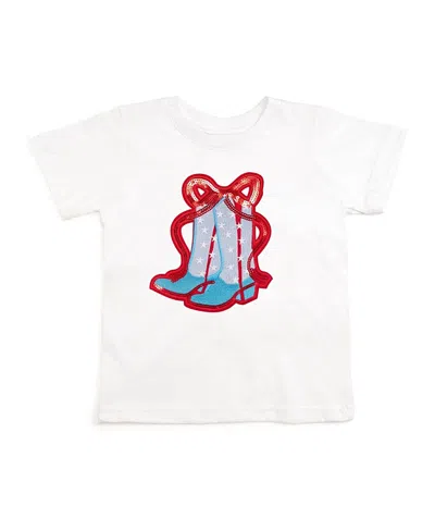 Sweet Wink Girls' Patriotic Cowgirl Patch Short Sleeve T-shirt - Baby, Little Kid, Big Kid In White