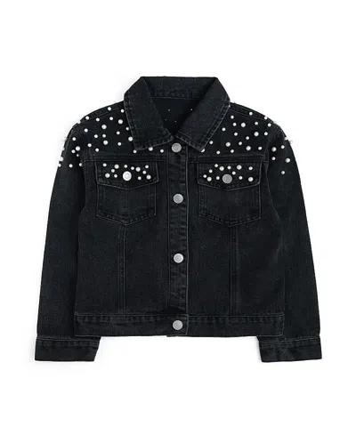Sweet Wink Girls' Pearl Denim Jacket - Little Kid, Big Kid In Black