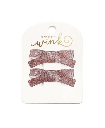Sweet Wink Girls' Pink Glitter Bow Clip Set - Little Kid, Big Kid