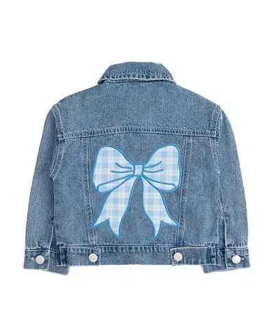 Sweet Wink Girls' Plaid Bow Patch Denim Jacket - Little Kid, Big Kid In Blue