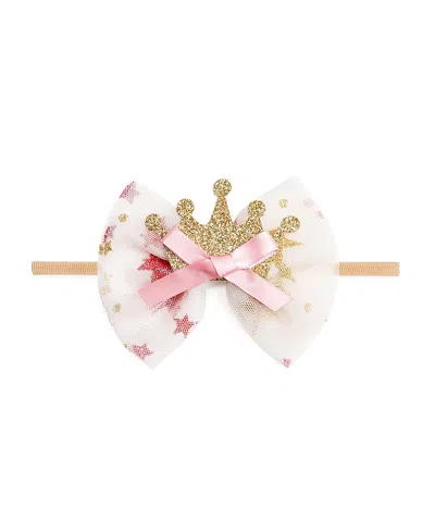 Sweet Wink Girls' Princess Crown Tulle Bow Baby Headband - Baby In Multi