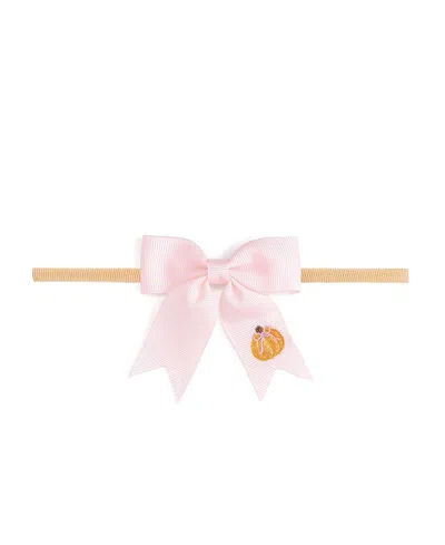 Sweet Wink Girls' Pumpkin Embroidered Bow Baby Headband - Baby In Pink