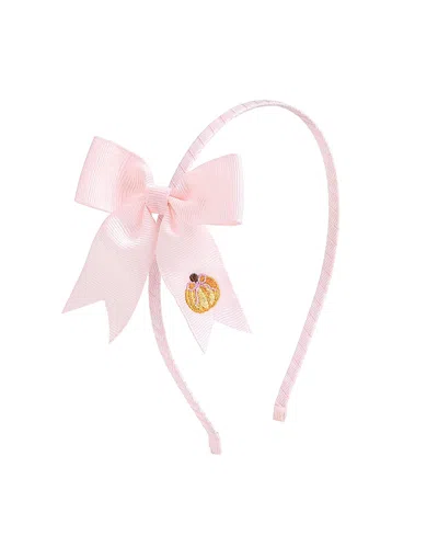 Sweet Wink Girls' Pumpkin Embroidered Bow Headband - Little Kid, Big Kid In Pink