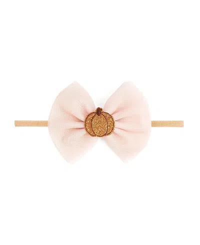 Sweet Wink Girls' Pumpkin Tulle Bow Baby Headband - Baby In Pink