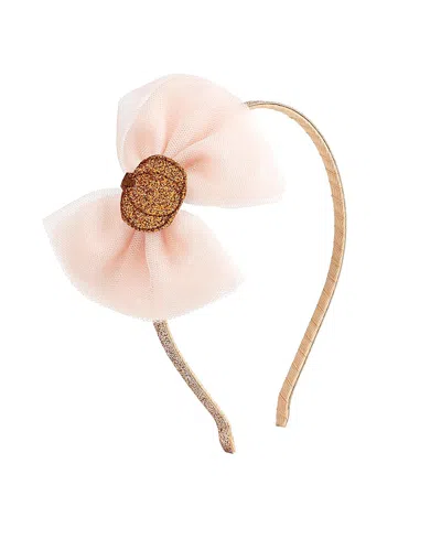 Sweet Wink Girls' Pumpkin Tulle Bow Headband - Little Kid, Big Kid In White