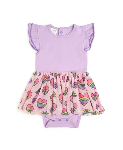 Sweet Wink Girls' Rainbow Heart Short Sleeve Tutu Bodysuit - Baby In Multicolor