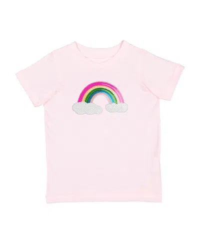 Sweet Wink Girls' Rainbow Sequin Patch Short Sleeve T-shirt - Baby In Pink