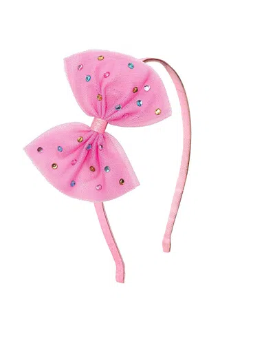 Sweet Wink Girls' Raspberry Rhinestone Bow Headband - Little Kid, Big Kid In Pink