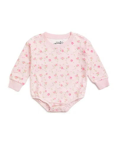 Sweet Wink Kids' Girls' Rose Long Sleeve Romper - Baby In Pink
