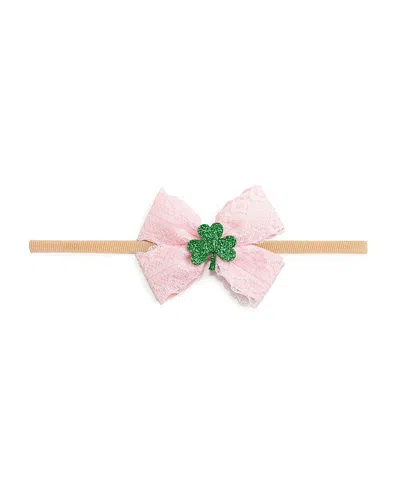 Sweet Wink Girls' Shamrock Lace St. Patrick's Day Bow Baby Headband - Baby In Pink