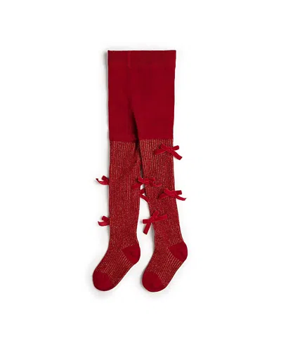 Sweet Wink Girls' Shimmer Velvet Mini Bow Tights - Baby, Little Kid In Red