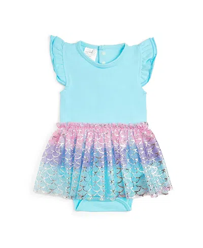 Sweet Wink Girls' Sparkling Mermaid Short Sleeve Tutu Bodysuit - Baby In Blue