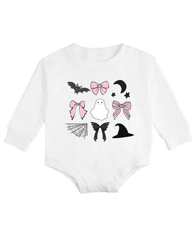 Sweet Wink Girls' Spooky Coquette Halloween Long Sleeve Romper - Baby In White