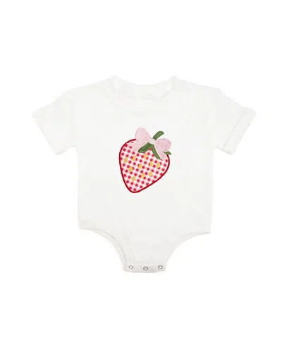 Sweet Wink Girls' Strawberry Patchwork Short Sleeve Romper - Baby In White