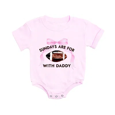 Sweet Wink Girls' Sundays Are For Football Short Sleeve Romper - Baby In Pink