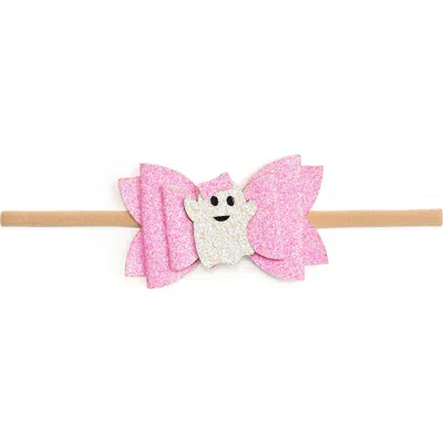 Sweet Wink Girly Ghost Halloween Bow Baby Headband In Pink