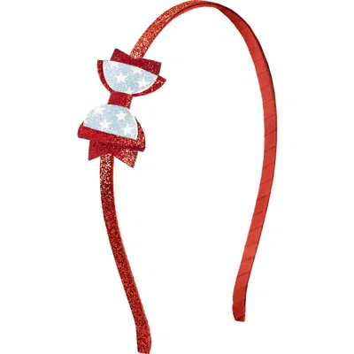 Sweet Wink Babies'  Glitter Flag Bow Headband In Red