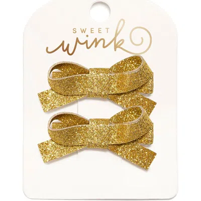 Sweet Wink Babies'  Gold Sparkle Bow Clip Set