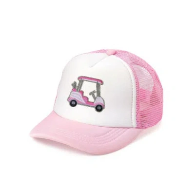 Sweet Wink Kids'  Golf Cart Patch Trucker Hat In Pink/white
