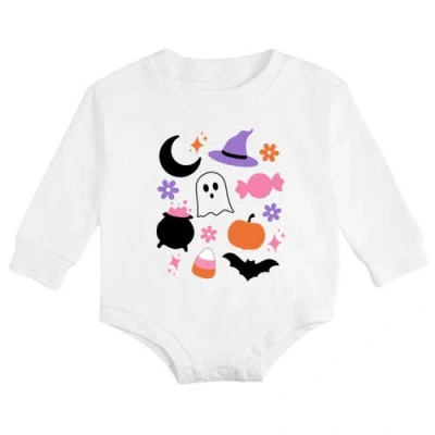 Sweet Wink Babies'  Halloween Fun Long Sleeve Romper In White