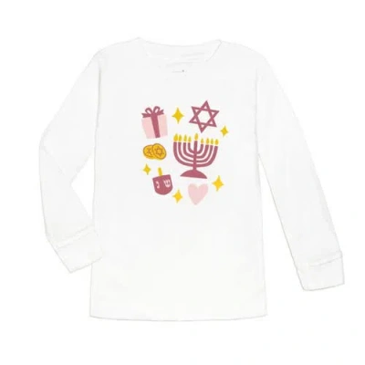 Sweet Wink Babies'  Hanukkah Doodle Long Sleeve Shirt In White