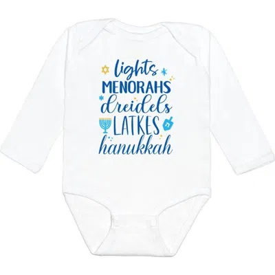 Sweet Wink Babies'  Hanukkah Fun Long Sleeve Bodysuit In White