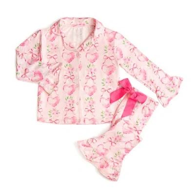Sweet Wink Kids'  Heart Floral Trellis Valentine's Day Lounge Set In Pink
