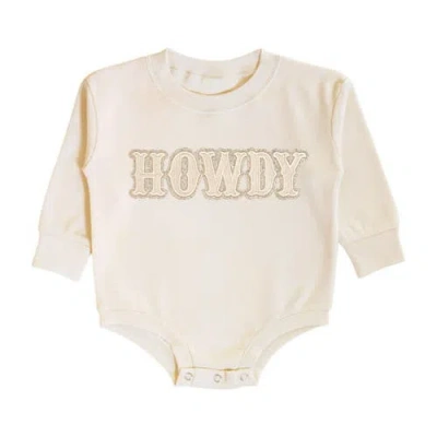 Sweet Wink Babies'  Howdy Patch Long Sleeve Romper In Neutral