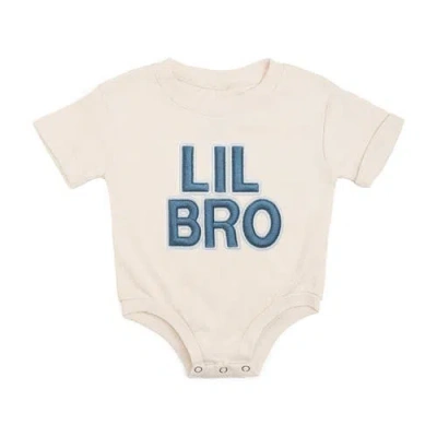 Sweet Wink Babies'  Lil Bro Embroidered Patch Short Sleeve Romper In Neutral